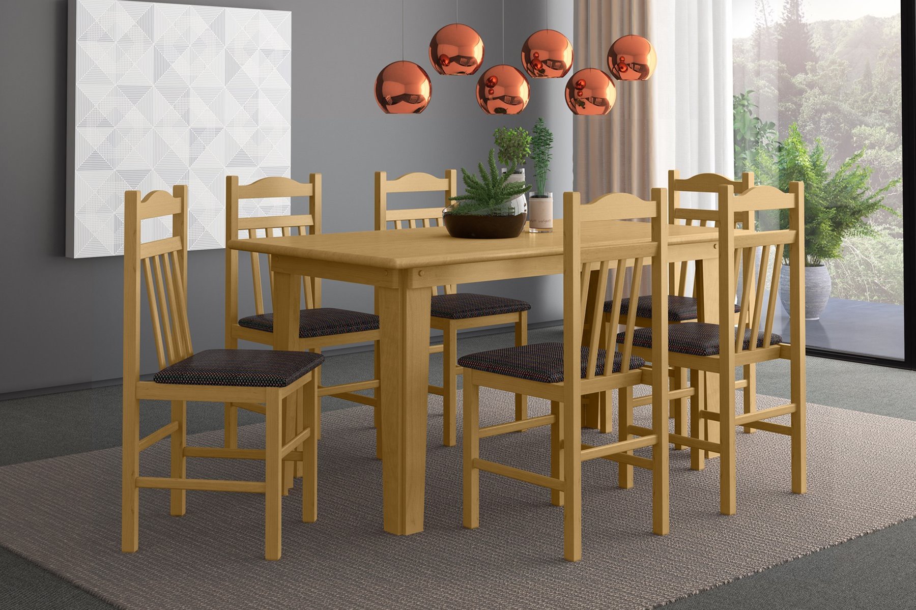 Conjunto Mesa c/Cadeira madeira Cerejeira 10302.002 x 300.002