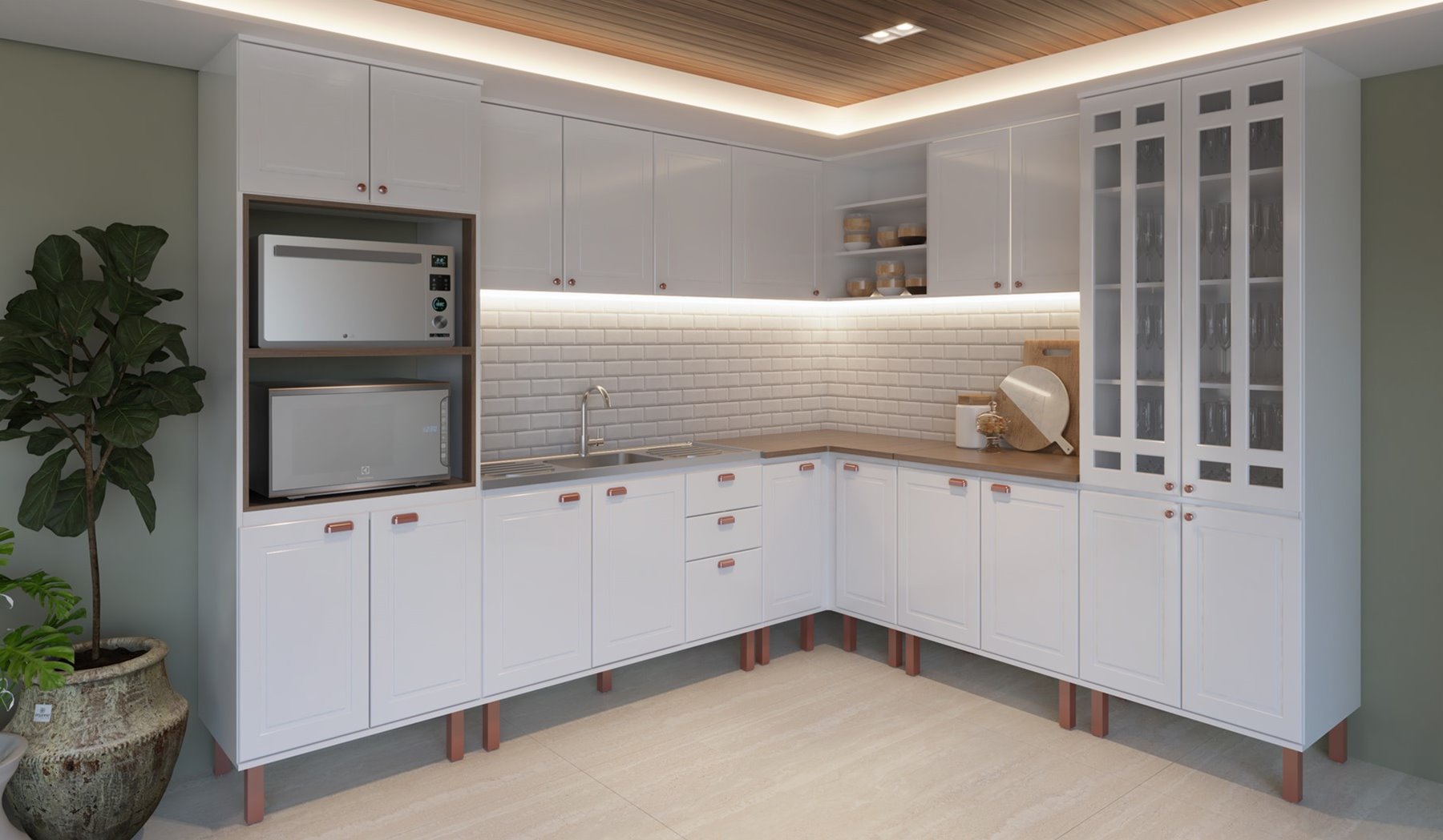 Cozinha Bella Provençal Branco/Jequitibá