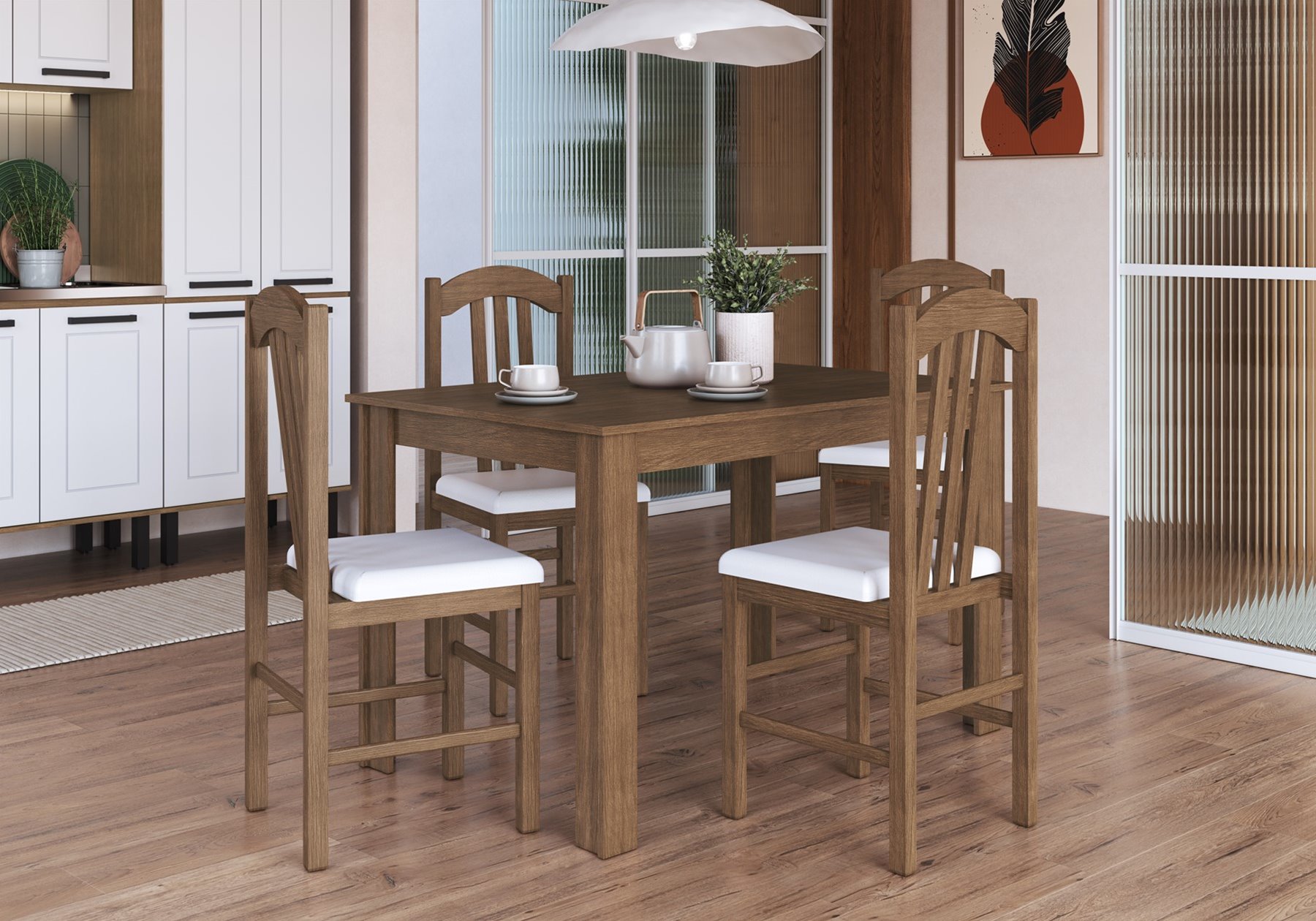 Conjunto Mesa c/Cadeira madeira Jequitibá 11200.003 x 400.050