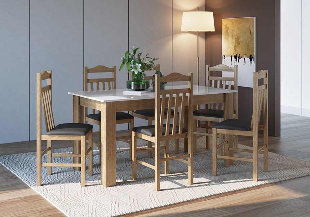 Conjunto Mesa c/Cadeira madeira Ameixa Negra/Branco 11500.001 X 300.028