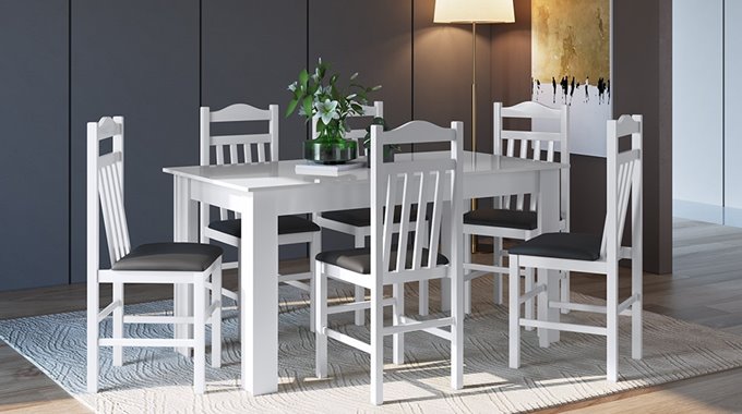 Conjunto Mesa c/Cadeira madeira Branco 11500.001 X 300.028
