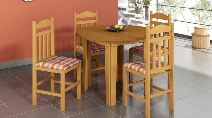 Conjunto Mesa Redonda c/Cadeira madeira Cerejeira 10800.002 x 200.002
