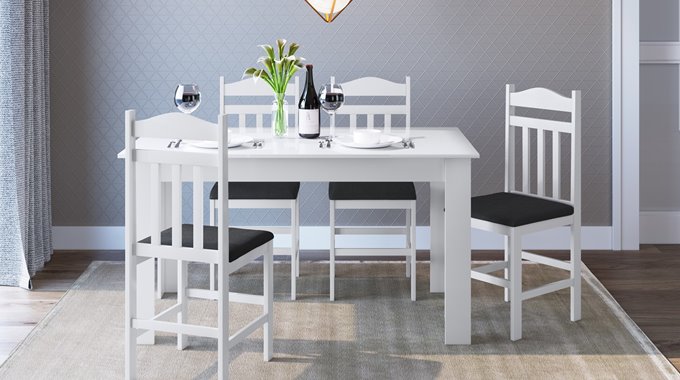 Mesa Fixa c/Cadeira madeira Branco - 11400.002 x 200.020