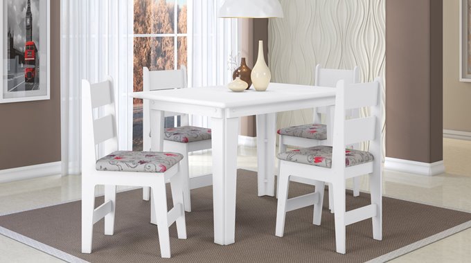 Conjunto Mesa c/Cadeira MDF Branco 10300.001 X 903.005