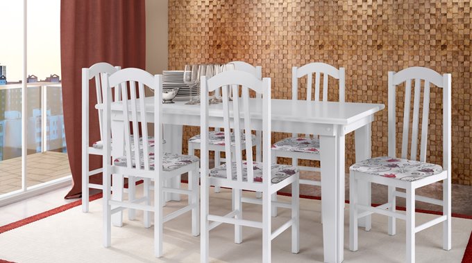 Conjunto Mesa c/Cadeira madeira Branco 10301.002 x 400.022