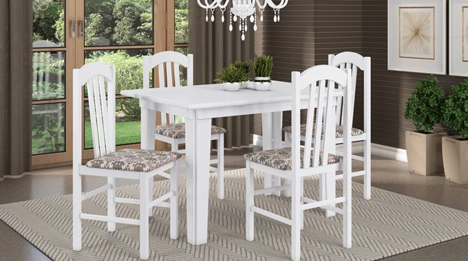 Conjunto Mesa c/Cadeira madeira Branco 10300.001 x 400.004